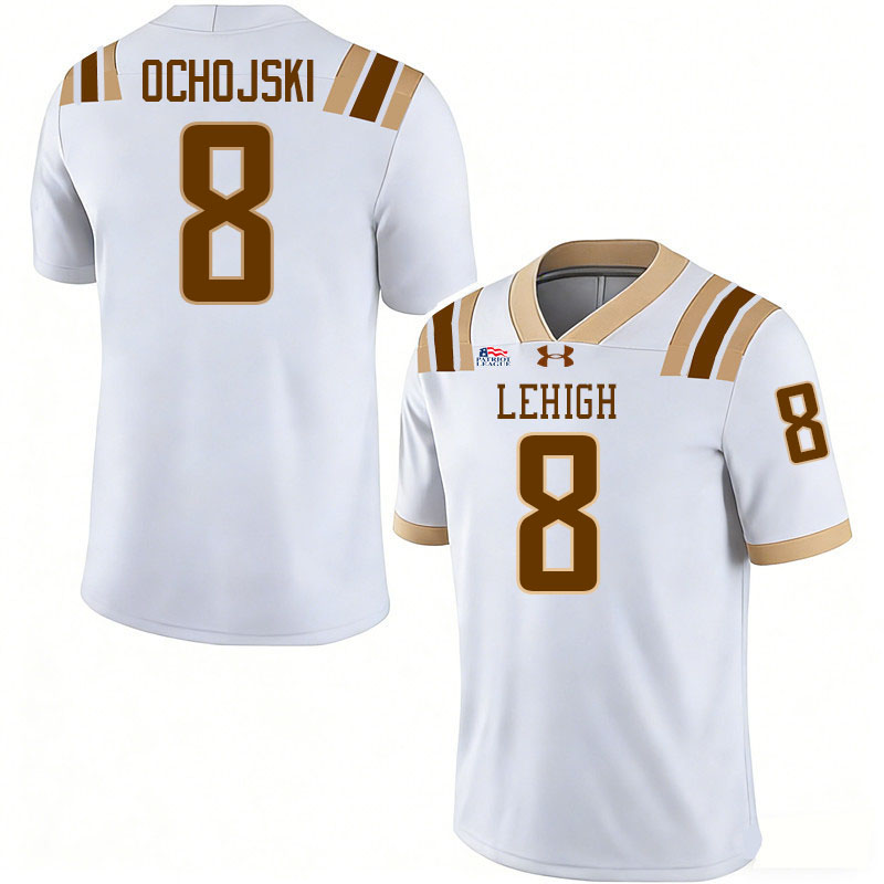 Lehigh Mountain Hawks #8 Tyler Ochojski College Football Jerseys,Uniforms-White